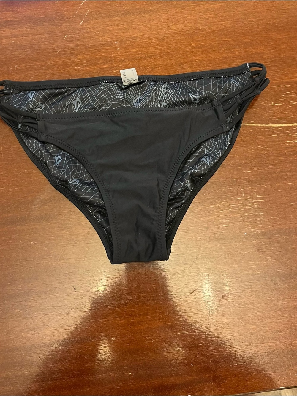 Volcom Black Bikini Bottoms with Subtle Geometric Print